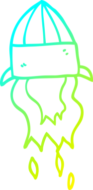 Bir insan tarafından çizilmiş bir roket fırlatılışının soğuk gradyan çizgisi.