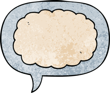 Konuşma baloncuğu olan karikatür bulutu insan tarafından çizilmiş retro doku.