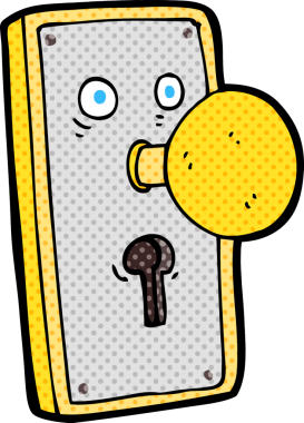 Bir insan tarafından çizilmiş karikatür kapı kolu.