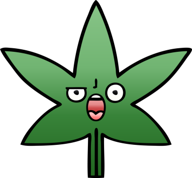 Bir insan tarafından çizilmiş marihuana yaprağının gölgeli çizgi filmi.