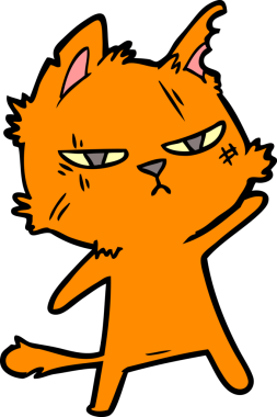 Bir insan tarafından çizilmiş sert çizgi film kedisi.