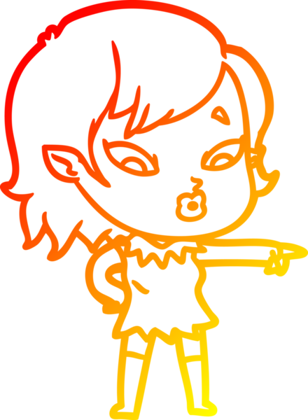 Bir insan tarafından çizilmiş sevimli bir vampir kız çizgi çizimi.