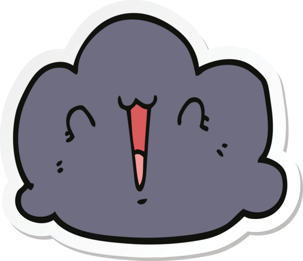 Bir insan tarafından çizilmiş mutlu bir bulut karikatürü çıkartması.