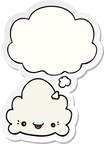 Düşünce baloncuklu karikatür bulutu insan tarafından çizilmiş bir çıkartma.