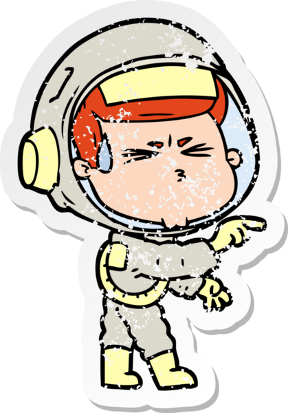 Bir insan tarafından çizilmiş stresli astronot karikatürü.