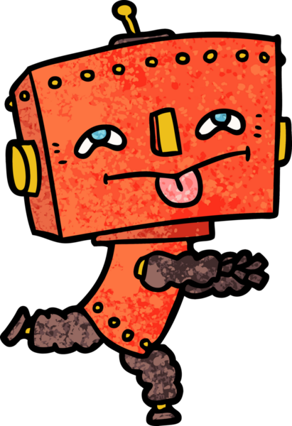 Bir insan tarafından çizilmiş çizgi film robotu