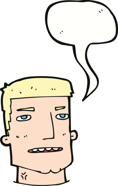Bir insan tarafından çizilmiş konuşma balonlu erkek kafası.