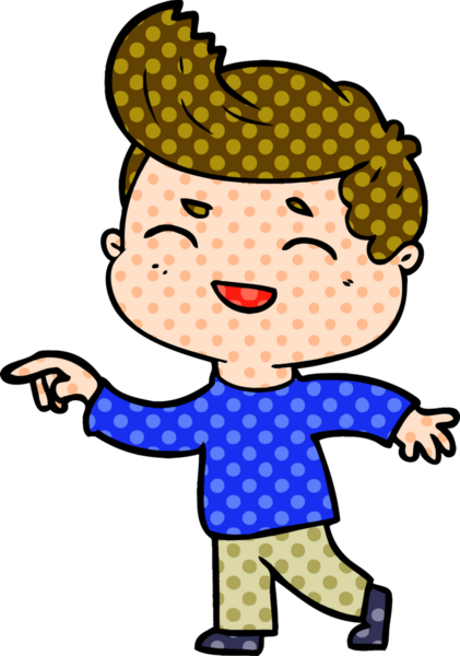 Bir insan tarafından çizilmiş gülen çizgi film adamı.