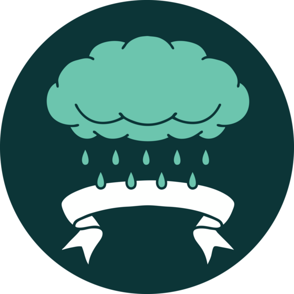 Bir insan tarafından çizilmiş yağmur bulutu pankartıyla dövme biçimi simgesi