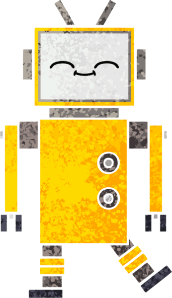 Bir insan tarafından çizilmiş bir robotun retro çizim tarzı karikatürü