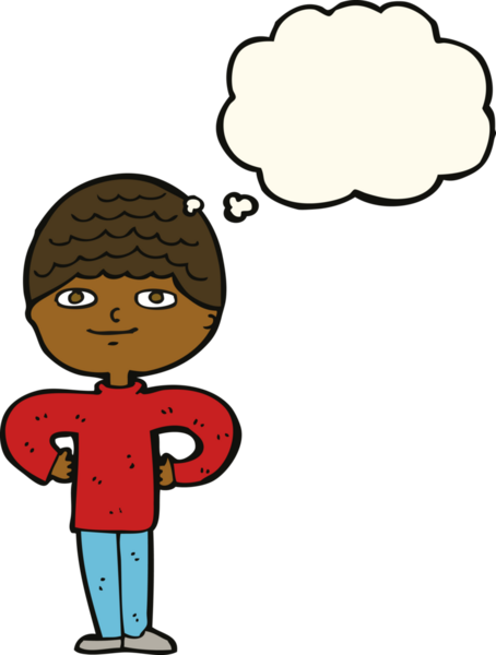 Bir insan tarafından çizilmiş düşünce baloncuğu olan gururlu bir adam.