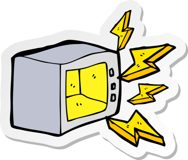 Bir insan tarafından çizilmiş bir karikatür mikrodalga etiketi.