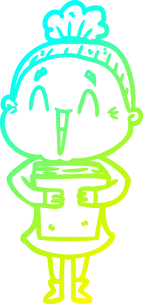 Bir insan tarafından çizilmiş, mutlu, yaşlı bir kadının çizdiği soğuk çizgi.