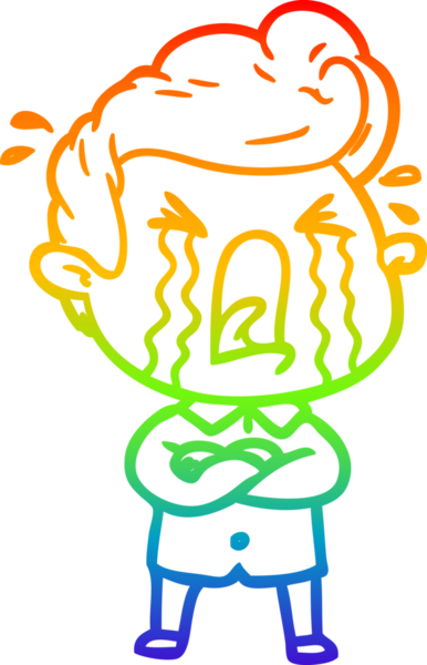 Bir insan tarafından çizilmiş ağlayan bir adamın çizdiği gökkuşağı gradyan çizgisi.