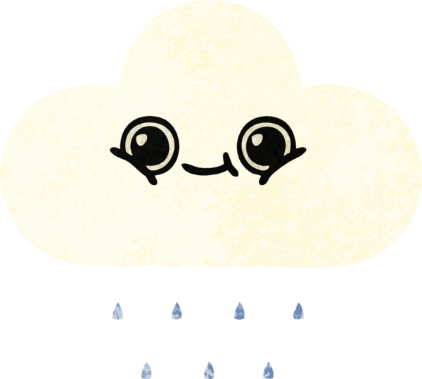 Bir insan tarafından çizilmiş yağmur bulutunun retro çizim tarzı karikatürü