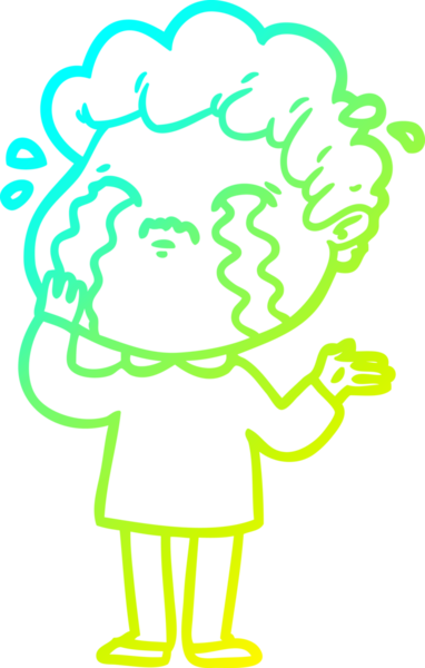 Bir insan tarafından çizilmiş ağlayan bir çizgi film karakteri çizimi.