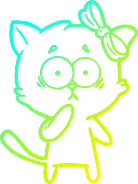 Bir insan tarafından çizilen çizgi film kedisinin soğuk gradyan çizgisi.