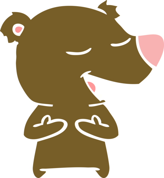 Bir insan tarafından çizilmiş düz renkli çizgi film ayısı