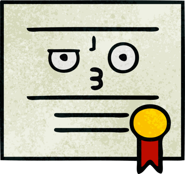 Bir insan tarafından çizilmiş mezuniyet diplomasının retro grunge dokusu.