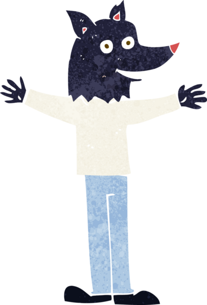 Bir insan tarafından çizilmiş bir kurt adam.