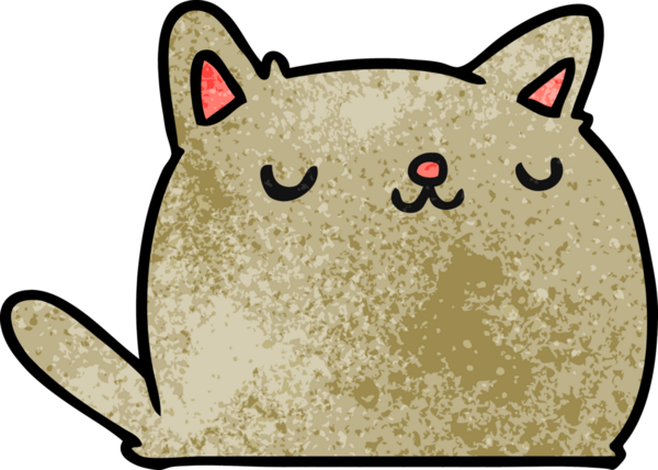 Bir insan tarafından çizilmiş sevimli kawaii kedisinin desenli çizimi