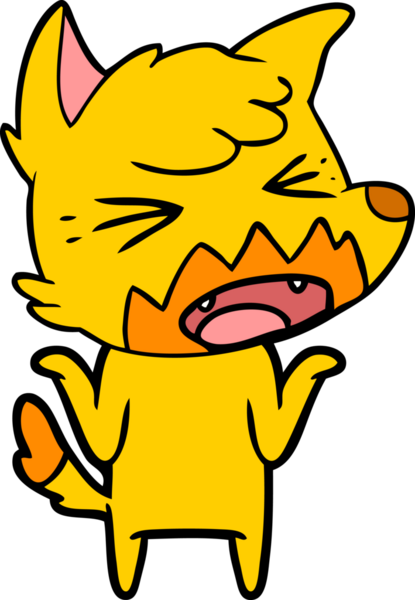 Bir insan tarafından çizilmiş tilki çizgi film karakteri