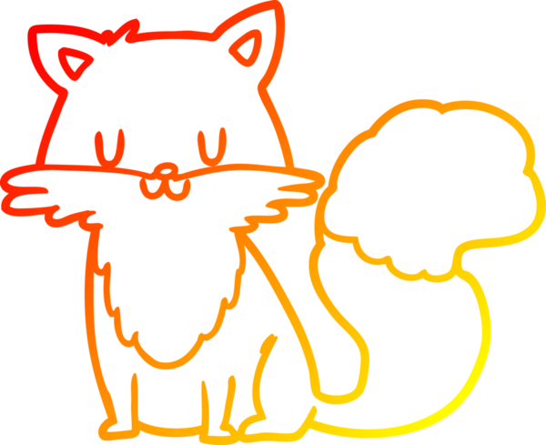 Bir insan tarafından çizilmiş bir tilkinin sıcak çizgi çizimi