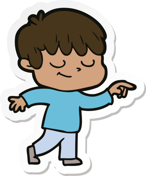 Bir insan tarafından çizilmiş mutlu bir çocuğun çıkartması.