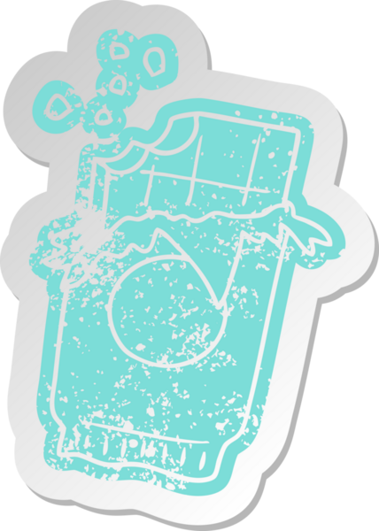 Bir insan tarafından çizilmiş bir çikolata kalıbının sıkıntılı eski çizgi film çıkartması.