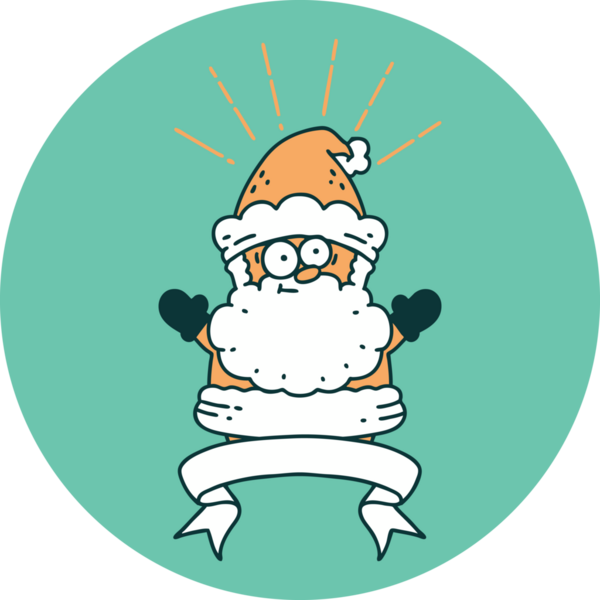 Bir insan tarafından çizilmiş dövme stili Noel Baba karakterinin simgesi