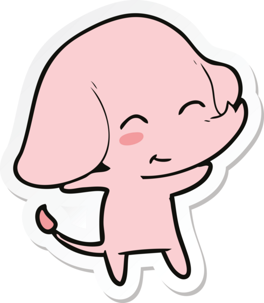 Bir insan tarafından çizilmiş şirin bir fil çıkartması.