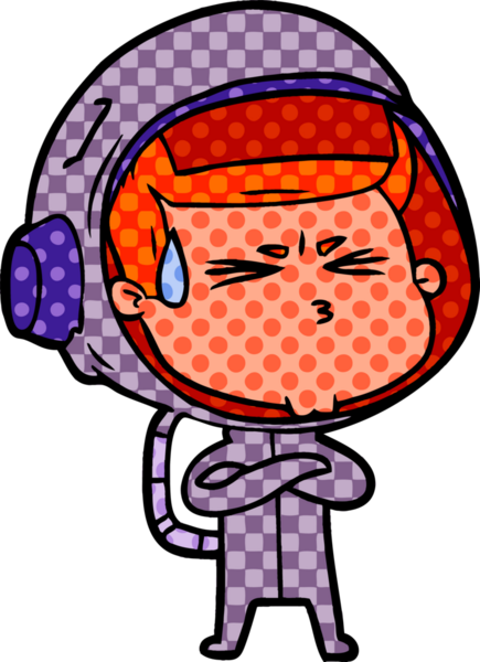 Çizgi film bir insan tarafından çizilmiş astronot.