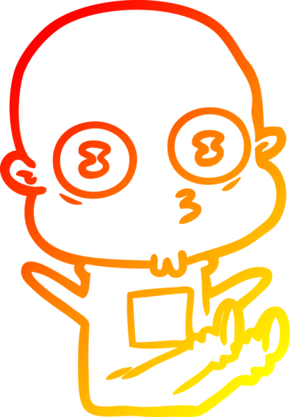 Bir insan tarafından çizilmiş garip kel bir uzay adamının sıcak çizgi çizimi