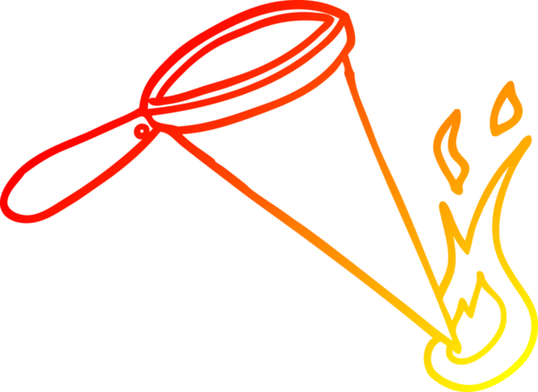 Bir çizgi filmin sıcak çizgi çizimi bir insan tarafından çizilmiş büyüteç.