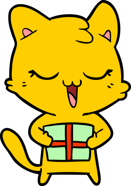 Bir insan tarafından çizilmiş mutlu çizgi film kedisi.