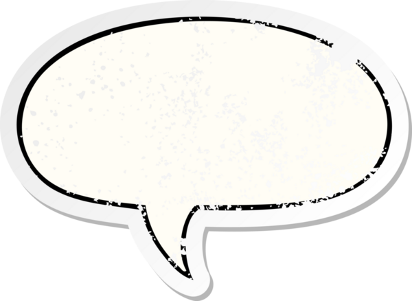 Çizgi film konuşma balonu, sıkıntılı eski çıkartmayı, bir insan tarafından çizilmiş, sıkıntılı, eski bir çıkartma ile bunalttı.