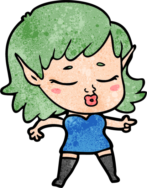 Bir insan tarafından çizilmiş güzel elf kızı.