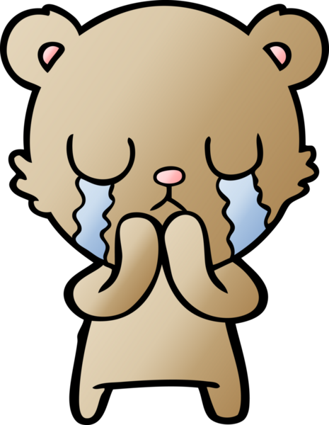 Bir insan tarafından çizilmiş ağlayan çizgi film ayısı.