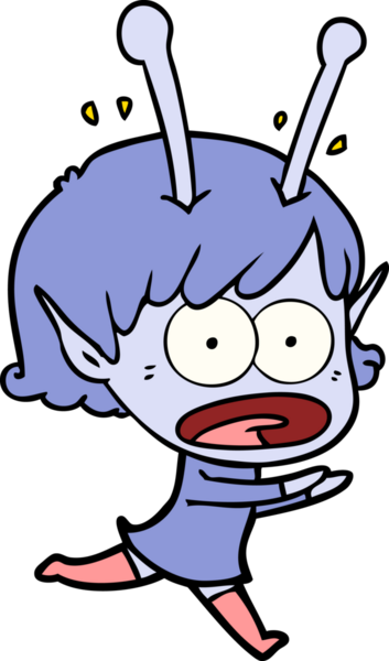 Karikatür, bir insan tarafından çizilen uzaylı kızı şok etti.