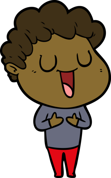 Bir insan tarafından çizilmiş gülen karikatür adam.