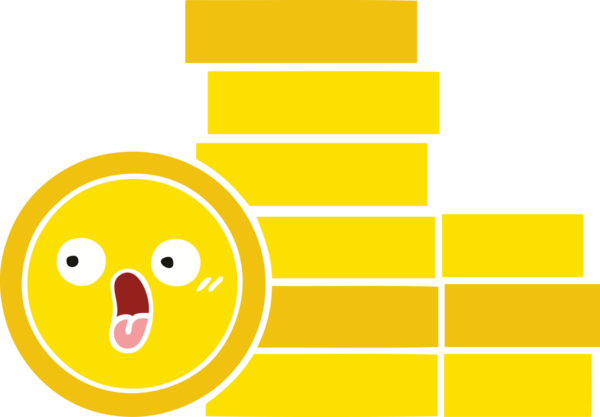 Bir insan tarafından çizilmiş paraların düz renkli retro karikatürü