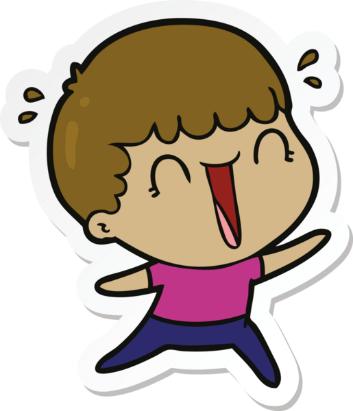 Bir insan tarafından çizilmiş, gülen bir karikatürcünün çıkartması.