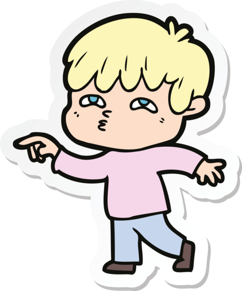 Bir insan tarafından çizilmiş garip bir adamın çıkartması.