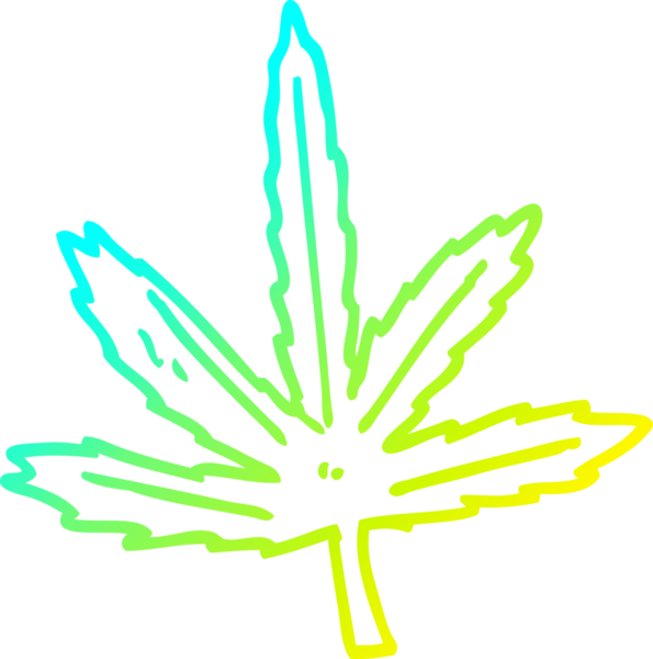 Bir insan tarafından çizilen marihuana yaprağının soğuk gradyan çizgisi.