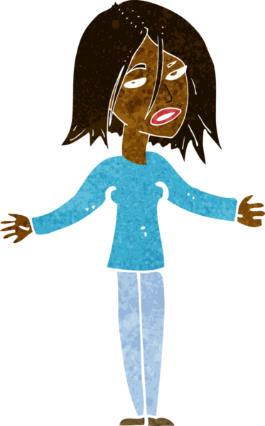 Bir insan tarafından çizilmiş omuz silken çizgi filmdeki kadın.