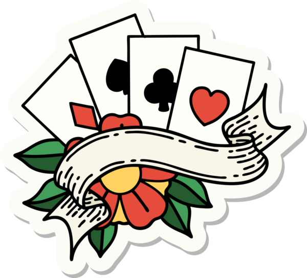 Geleneksel kart stili ve bir insan tarafından çizilmiş dövme çıkartması.