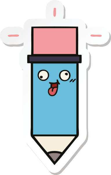 Bir insan tarafından çizilmiş şirin bir karikatür kalemi çıkartması.