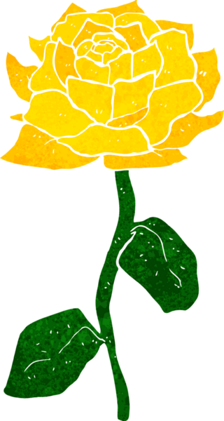 Bir insan tarafından çizilmiş sarı gül karikatürü.