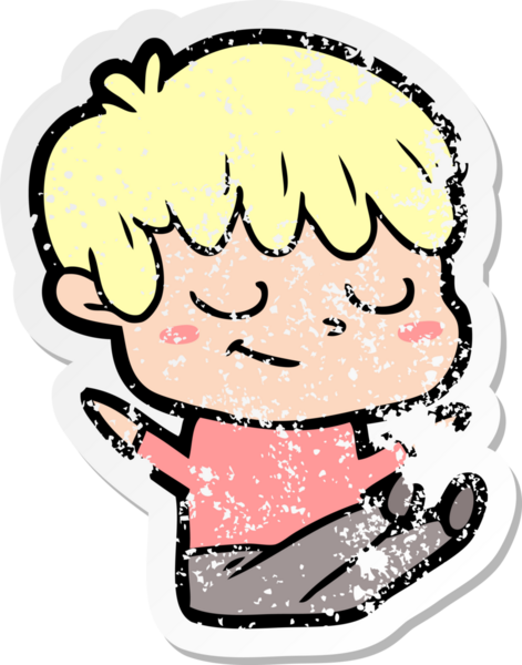 Bir insan tarafından çizilmiş mutlu bir çocuğun sıkıntılı çıkartması.