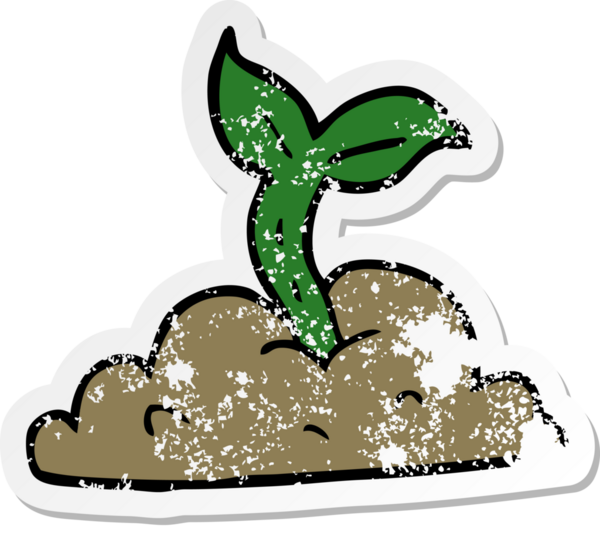 Bir insan tarafından çizilen filizlenen karikatür etiketi.